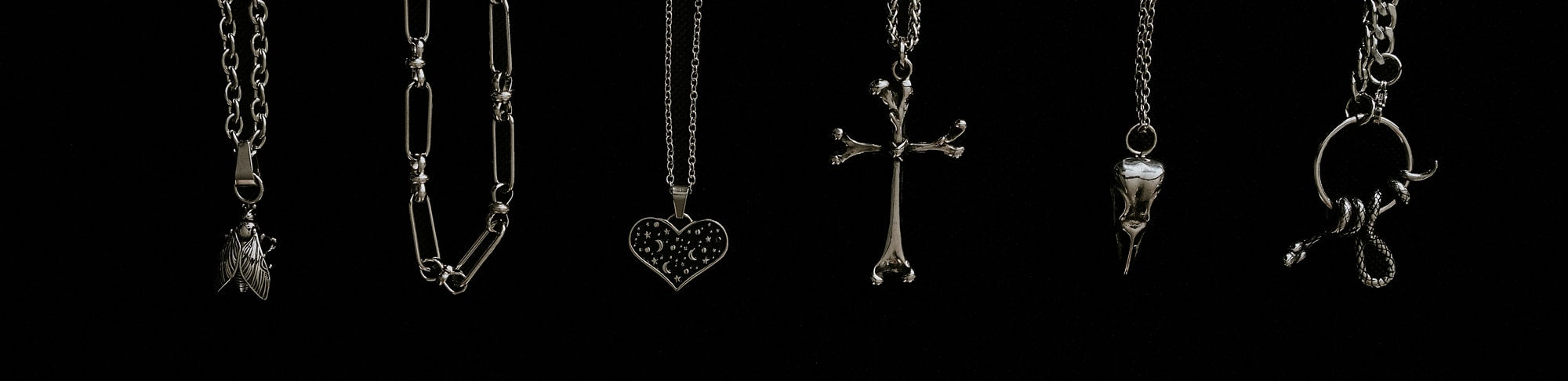 Mysticum Luna Gothic Necklaces are designed in house to fulfil your deathly desires. Experience our wide range of beautifully crafted stainless steel statement chokers or accessorise with envy inducing everyday wear Gothic necklaces.