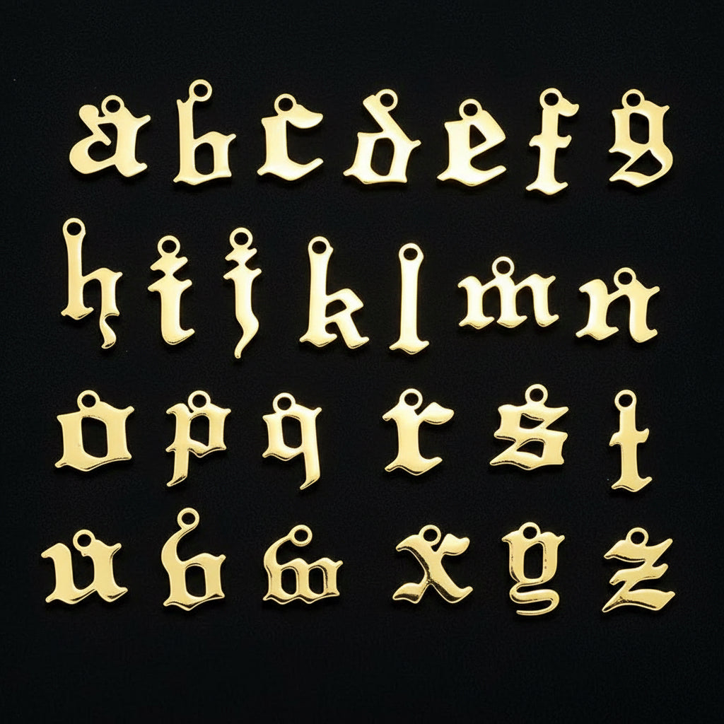Gold Personalised Old English Charm Necklace