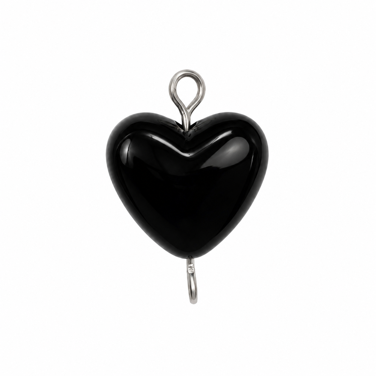Black Heart Bead Charm