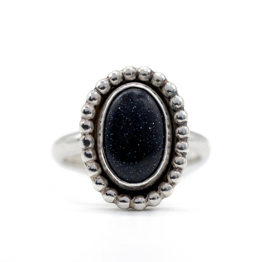 Blue Sandstone Sterling Silver cocktail ring