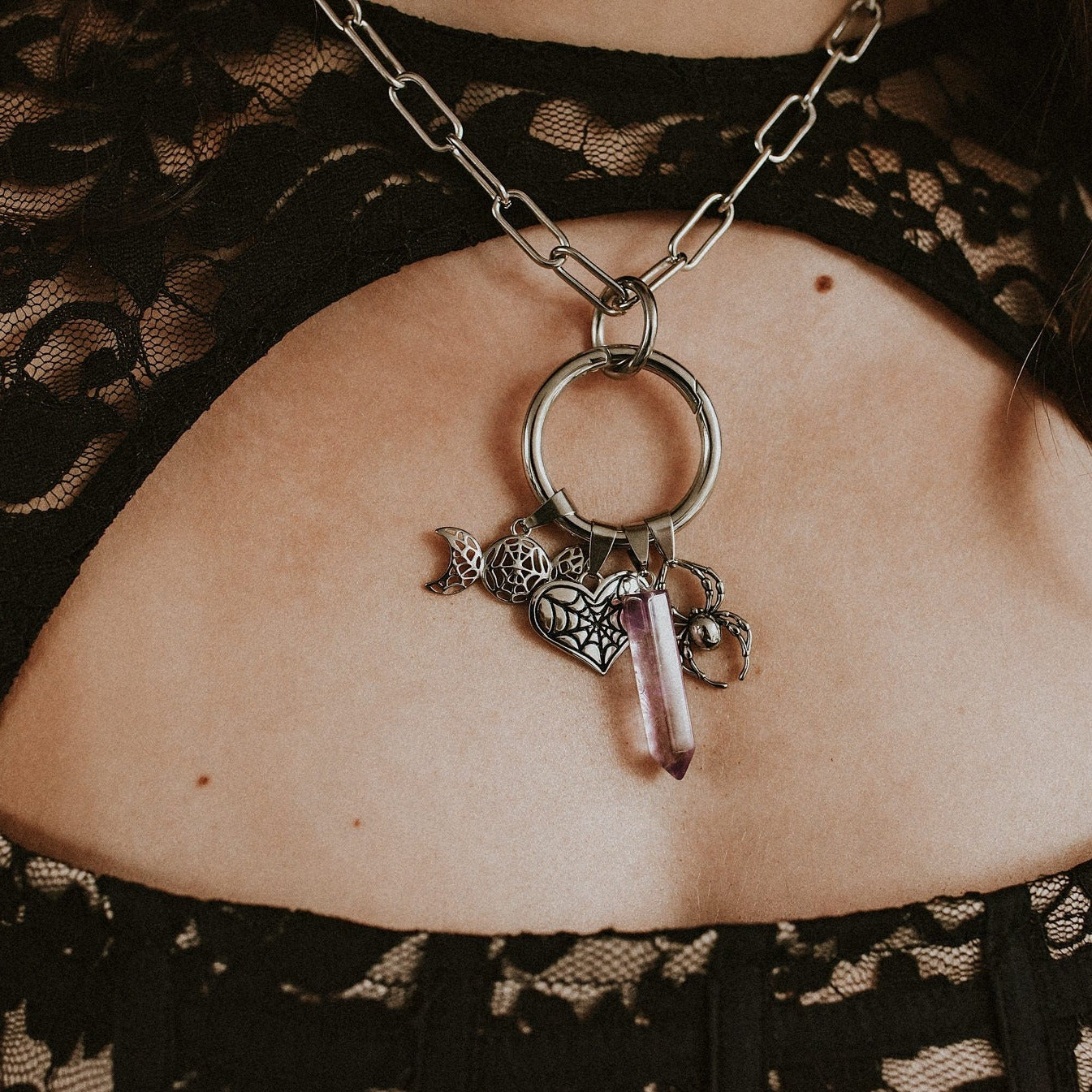Cobweb Heart Charm Mysticum Luna