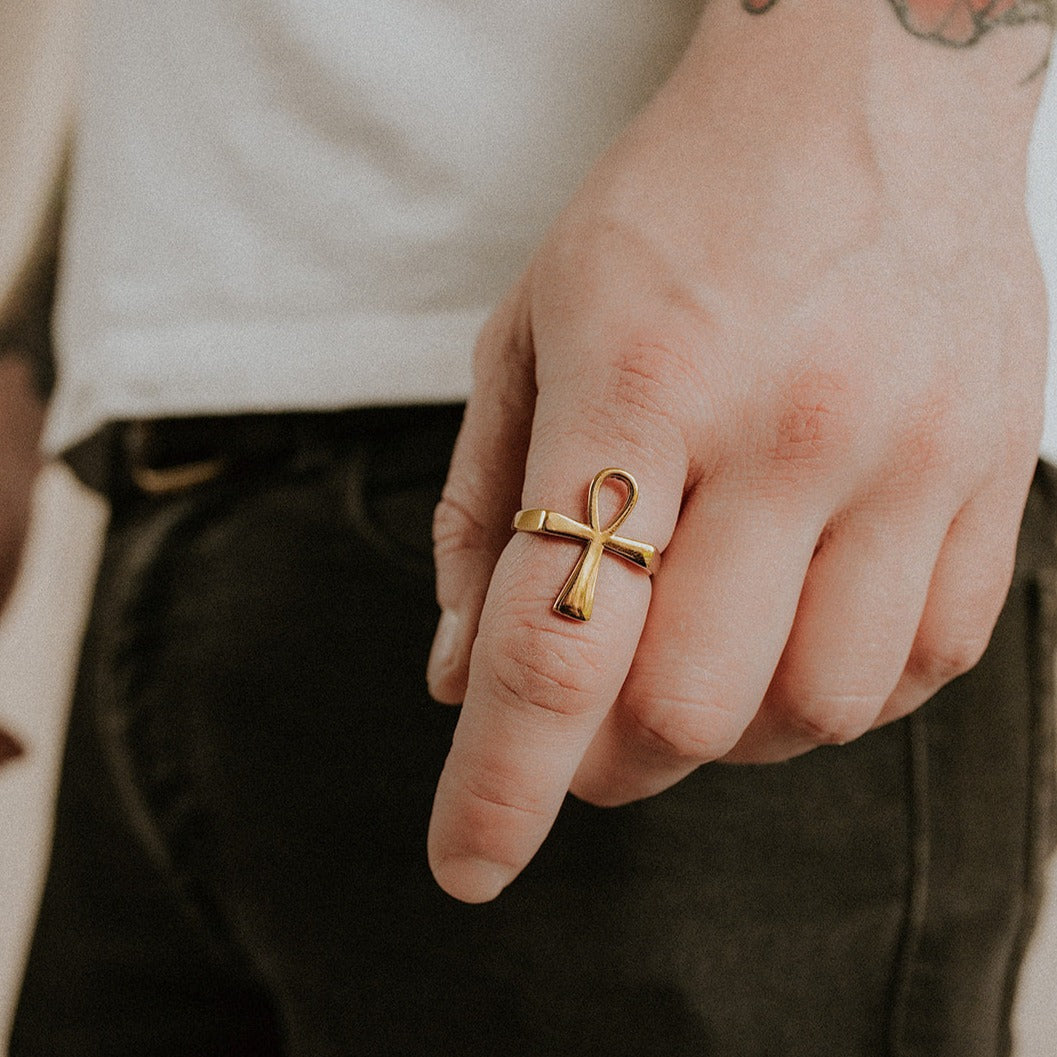 Gold Ankh Ring Mysticum Luna