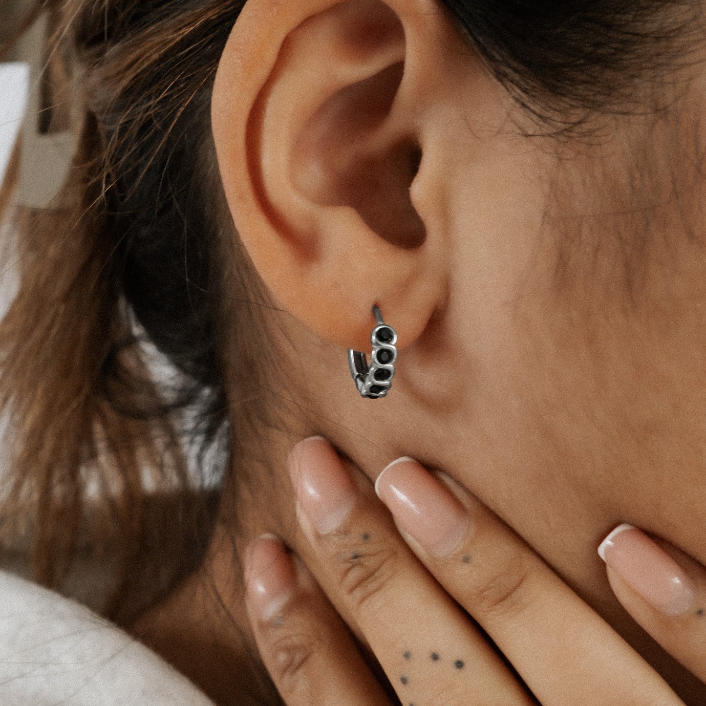 Obsidian Black Gemstone Hoop Earrings Mysticum Luna