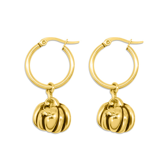 Pumpkin Hoop Gold Earrings