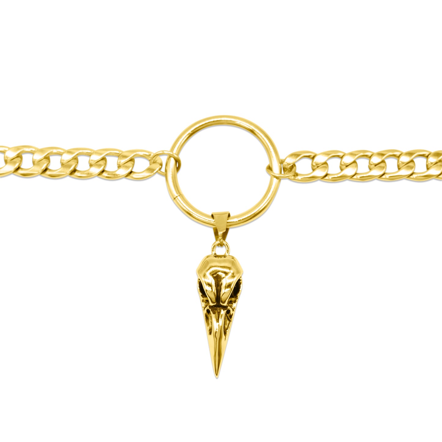 Gold Raven Bird Skull Choker