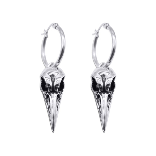 Raven Bird Skull Earrings