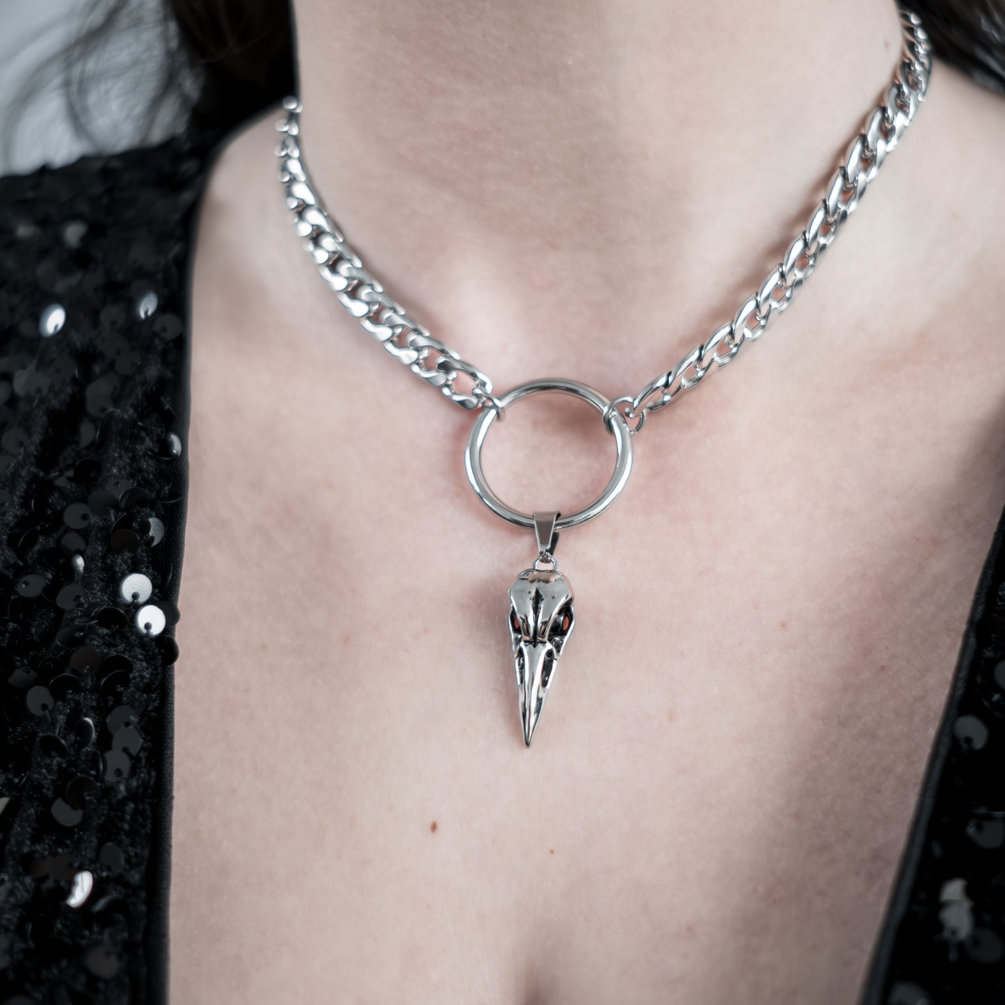 Raven Bird Skull Choker