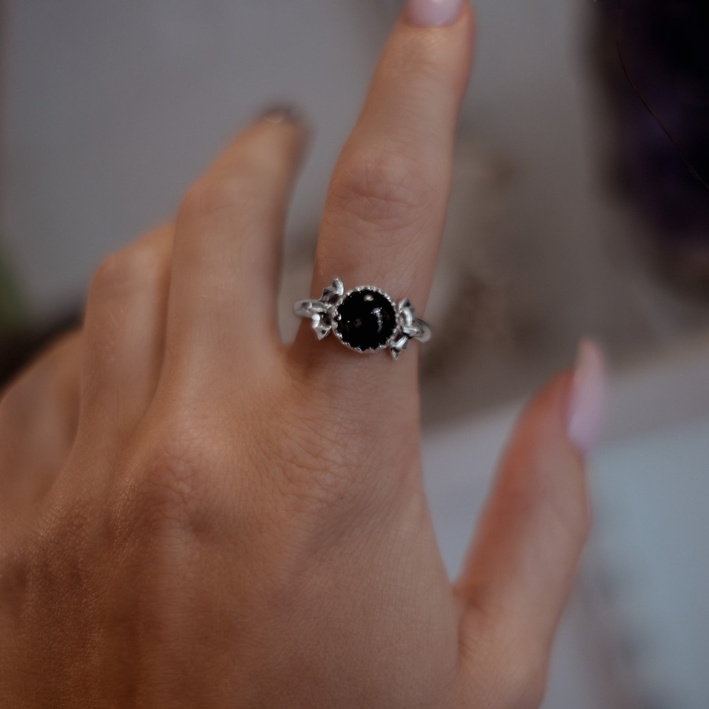 Black Onyx Bat Ring - Size N