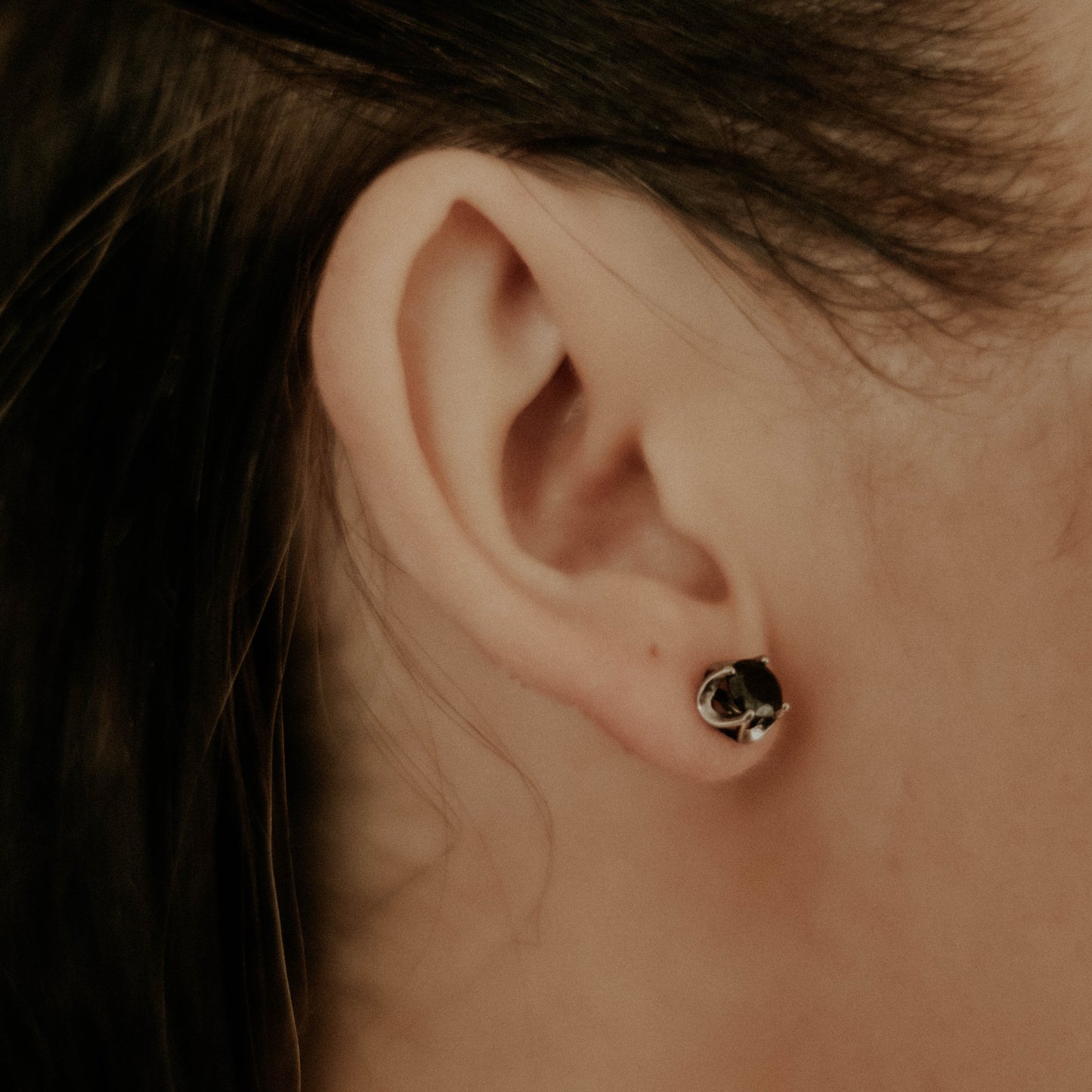 Somber Black Gem Stud Earrings Mysticum Luna