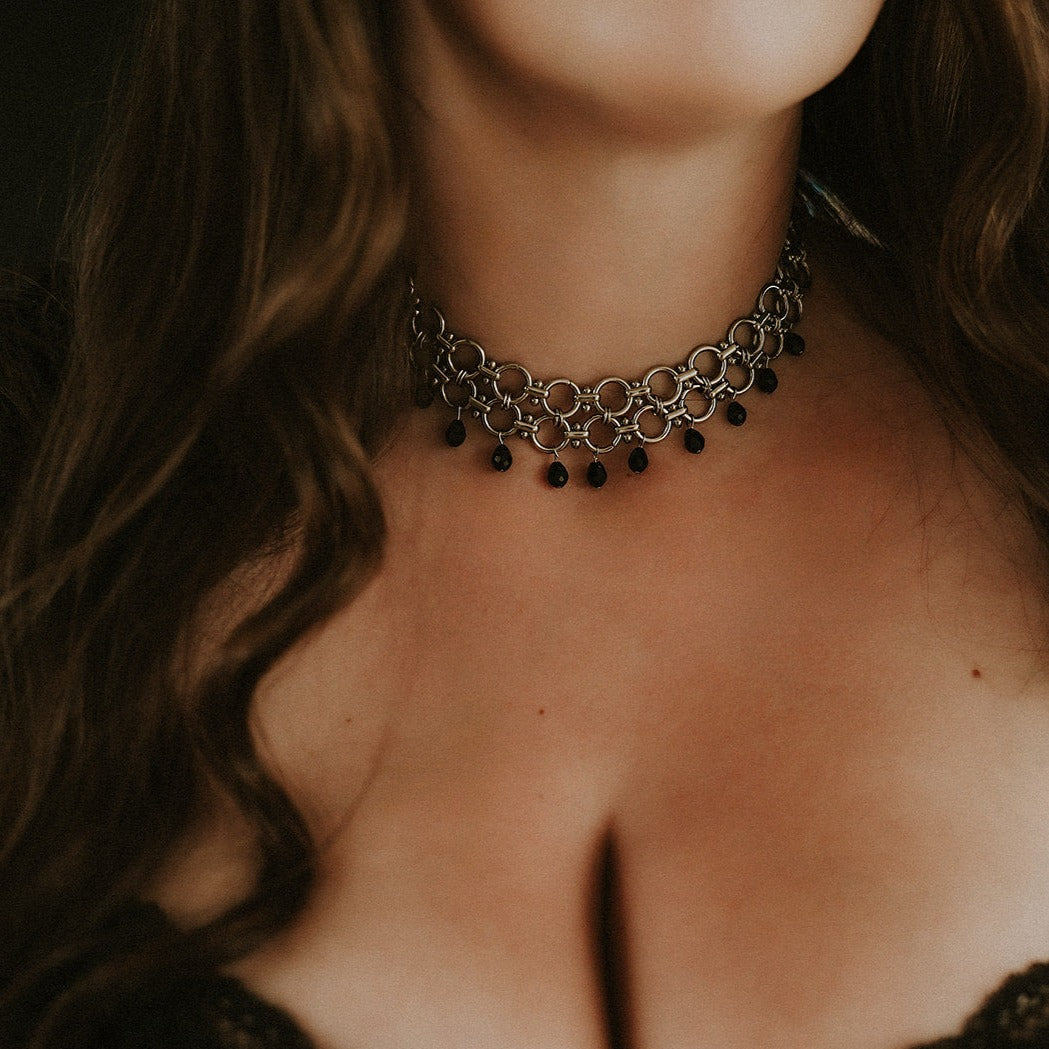Sanctus O Ring Tear Drop Choker Mysticum Luna Gothic Jewellery
