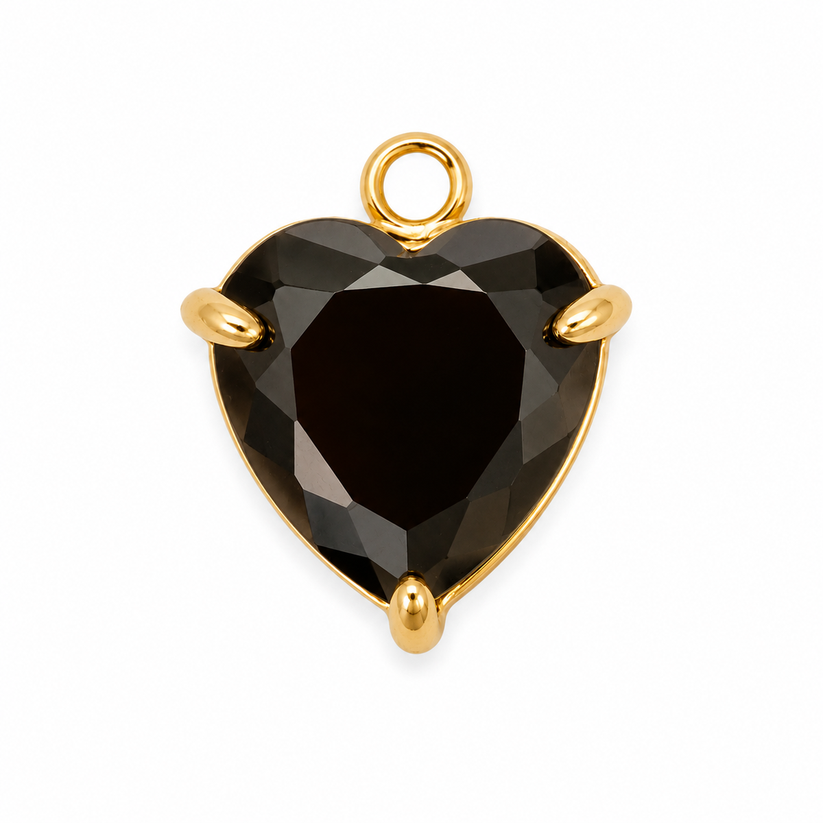 Gold Black Heart CZ Charm