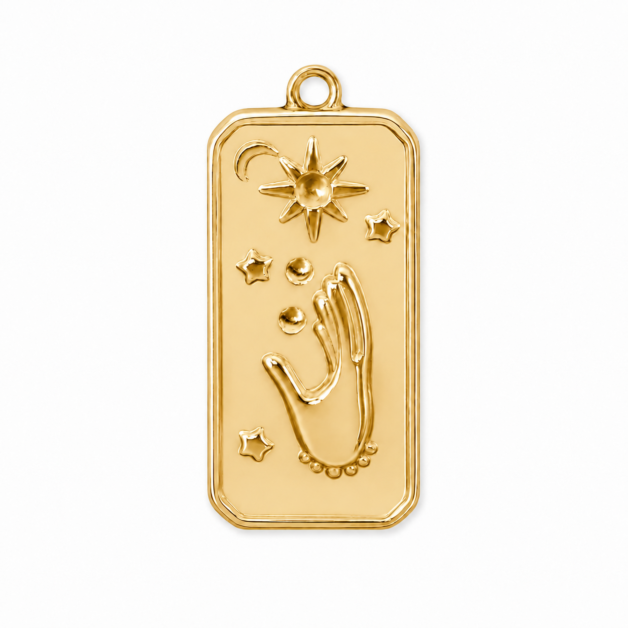 Gold Magic Hand Rectangle Charm