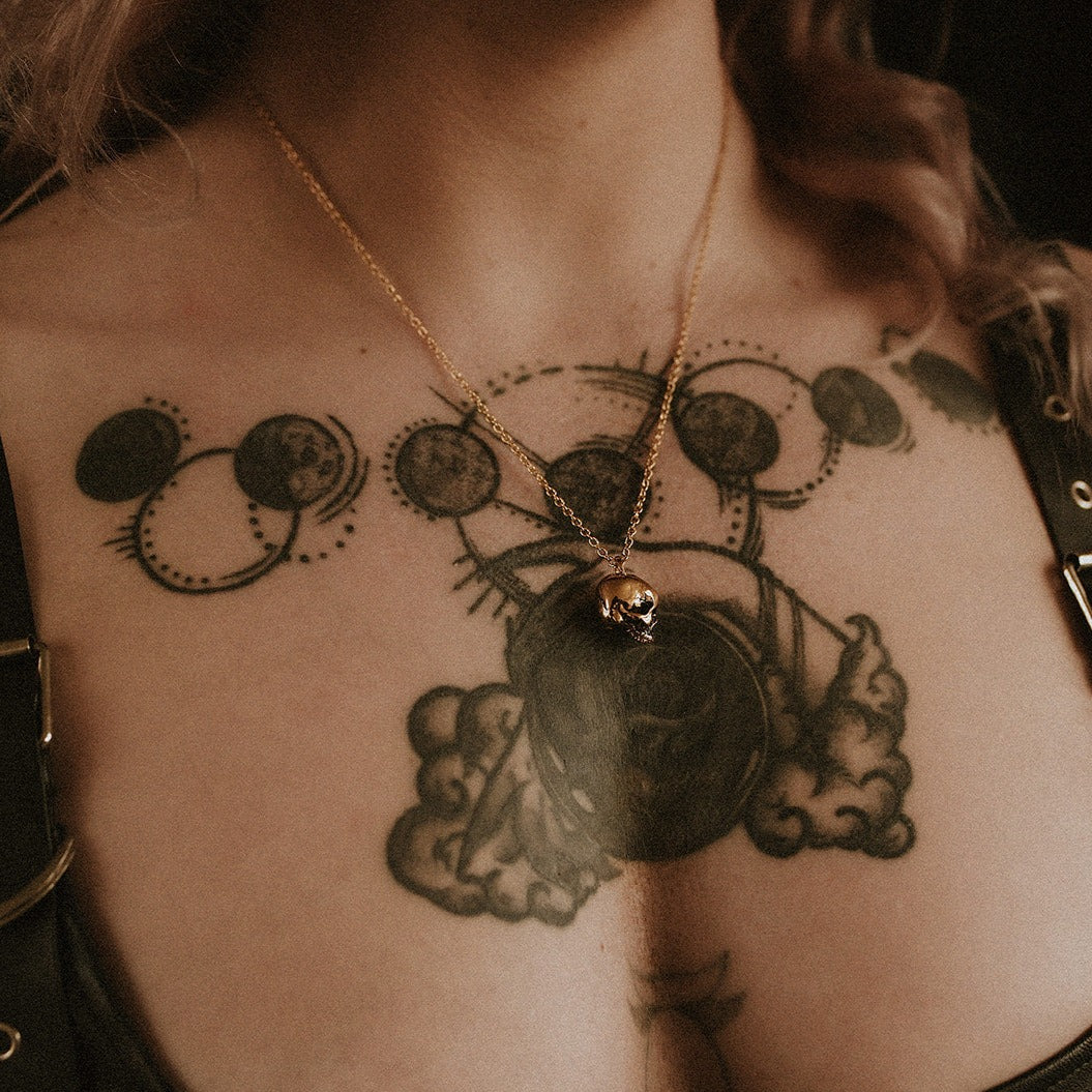 Gold Hel Skull Necklace Mysticum Luna