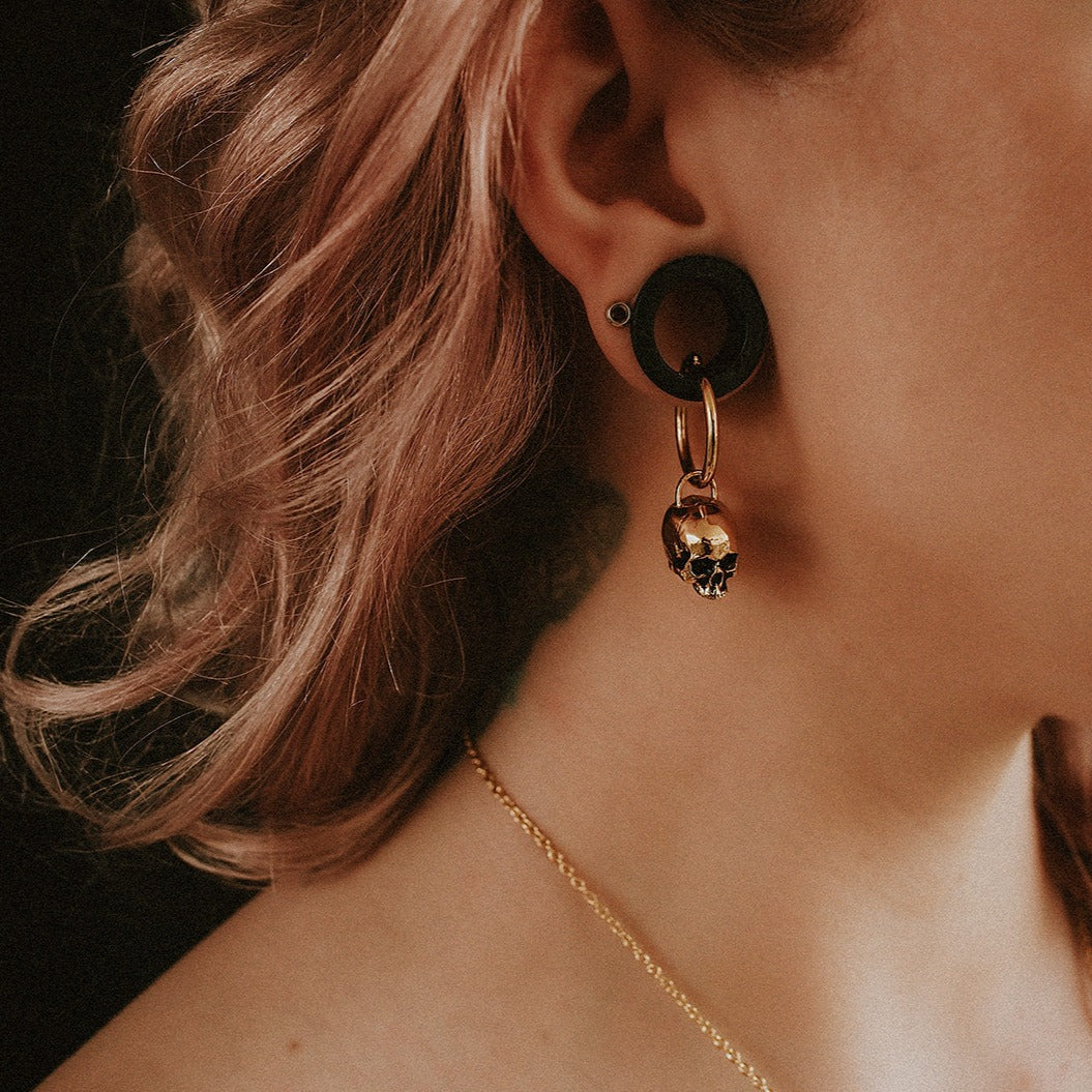 Gold Hel Skull Hoop Earrings Mysticum Luna