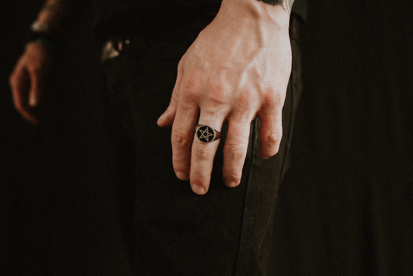 Gold Pentagram Signet Ring Mysticum Luna