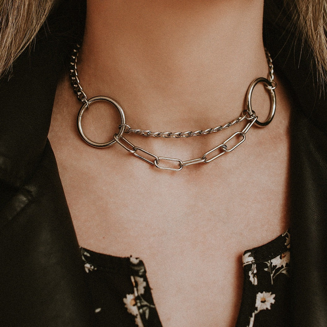Necromancy O Ring Layered Choker Necklace Mysticum Luna