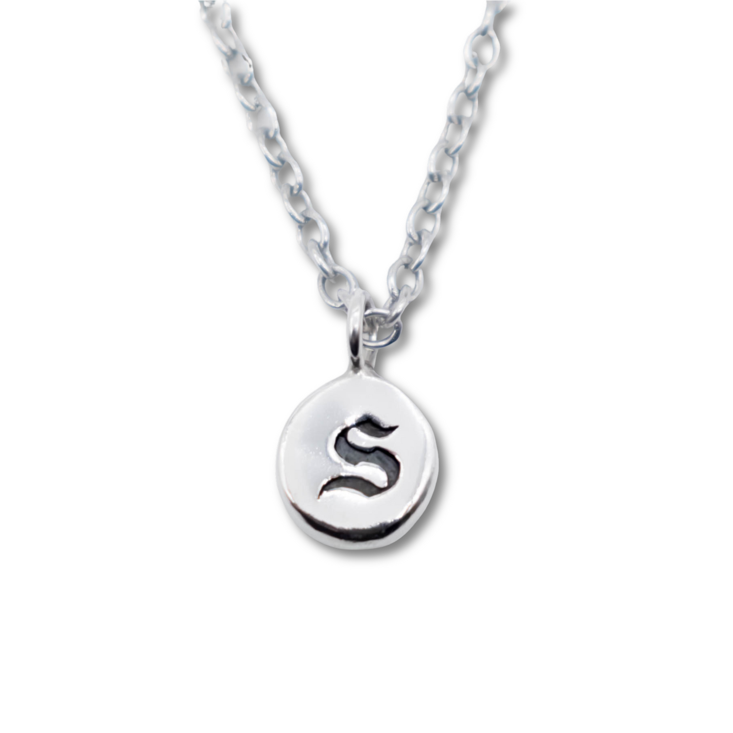 Old English Personalised Stamped Pebble Pendant