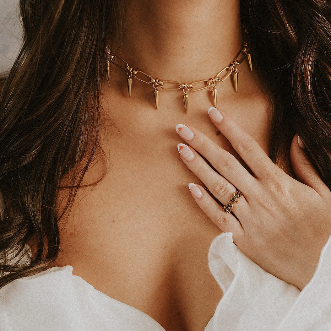 Temptress Gold Spike Chain Choker Mysticum Luna