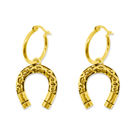 Lucky Charm Horseshoe Hoop Earrings Gold Mysticum Luna