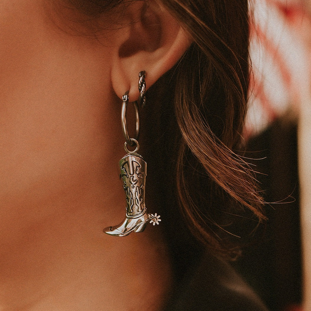 Hoedown Cowboy Boot Hoop Earrings Mysticum Luna