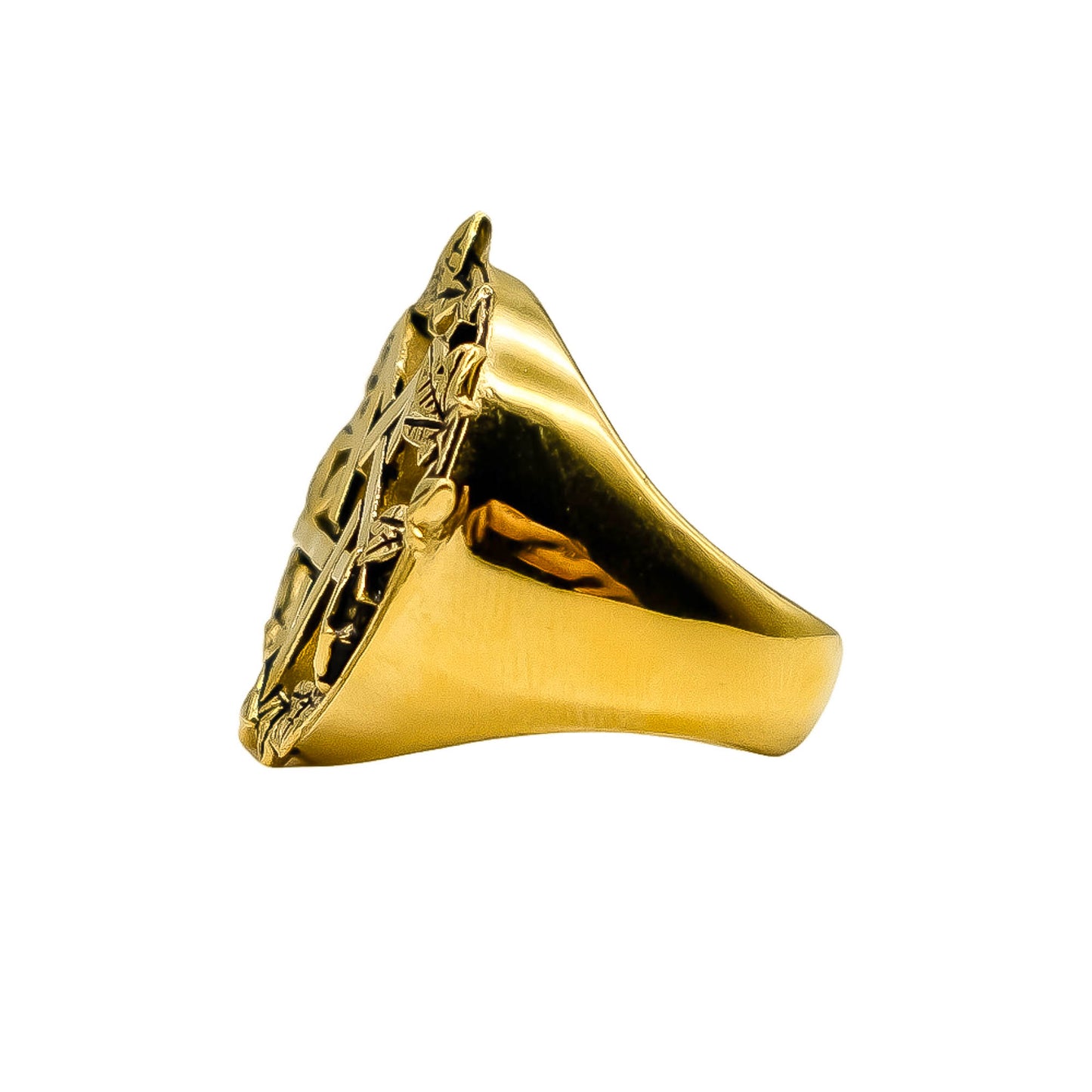 Gold Green Witch Pentacle Ring Mysticum Luna