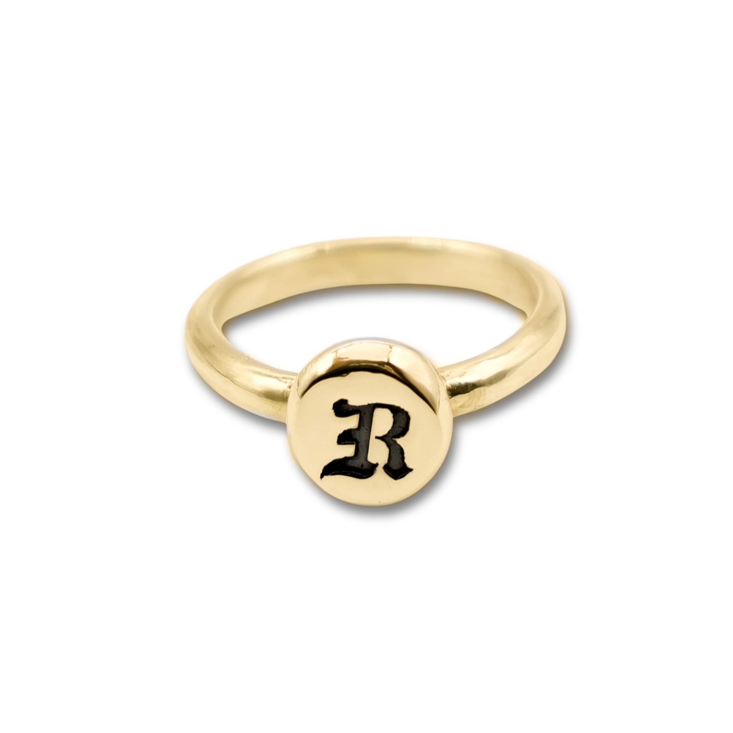 Old English Personalised Stamped Pebble Ring