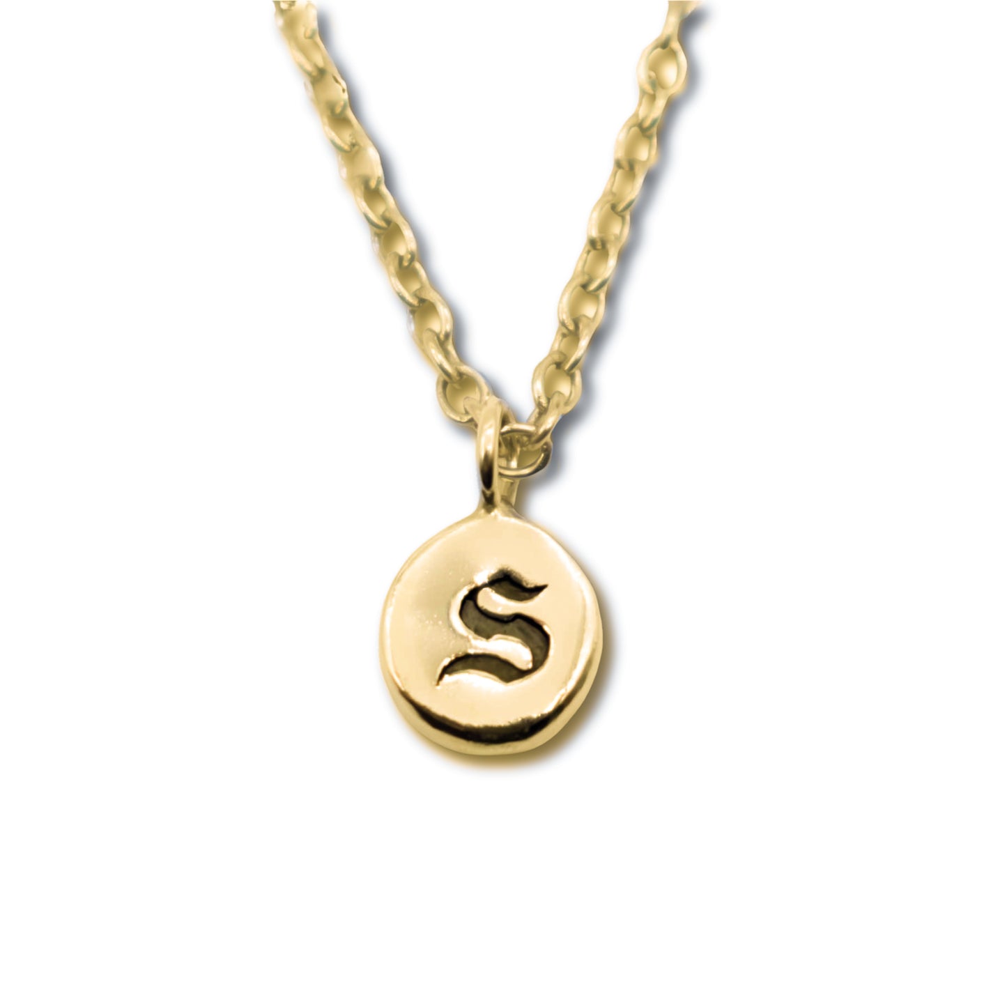 Old English Personalised Stamped Pebble Pendant