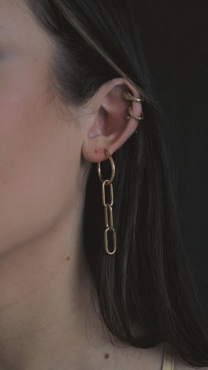 Paperclip Chain Gold Hoop Earrings