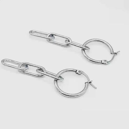 Paperclip Chain Hoop Earrings