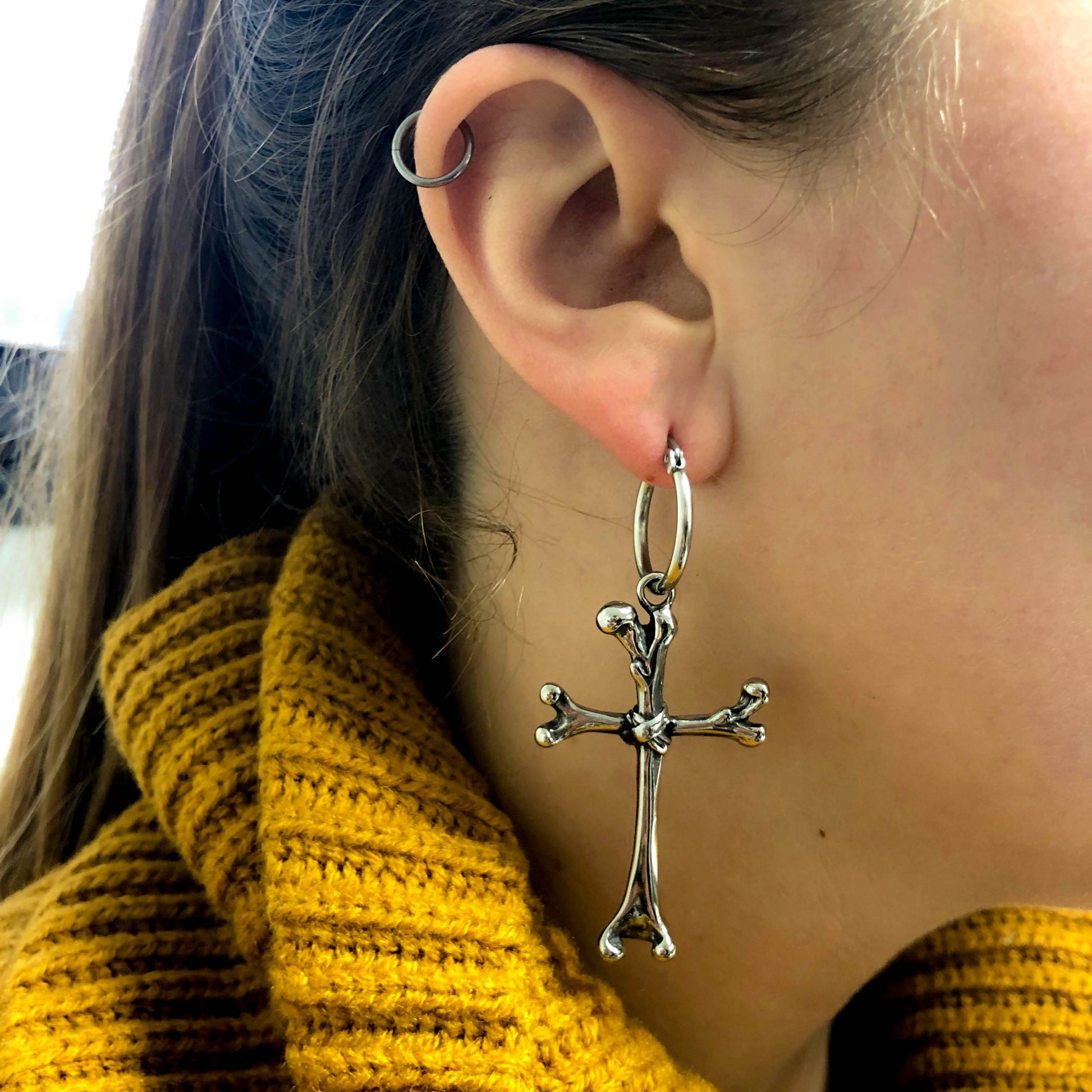 Osteomancy Bone Cross Earrings mysticumluna2021