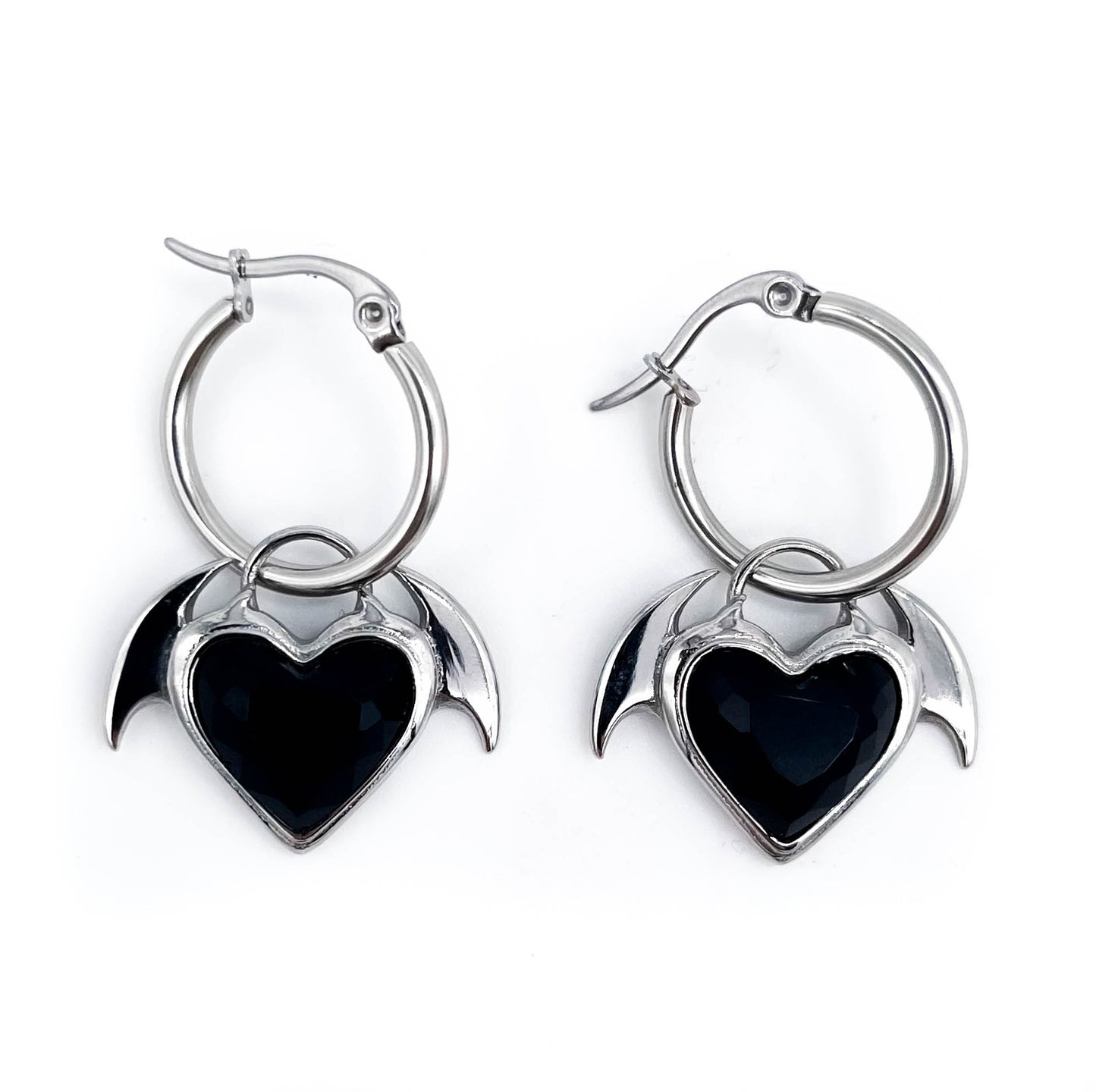 Nocturnal Succubus Heart Hoop Earrings Mysticum Luna