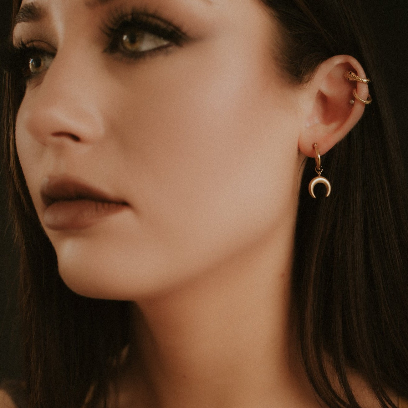Selene Gold Crescent Moon Earrings Mysticum Luna