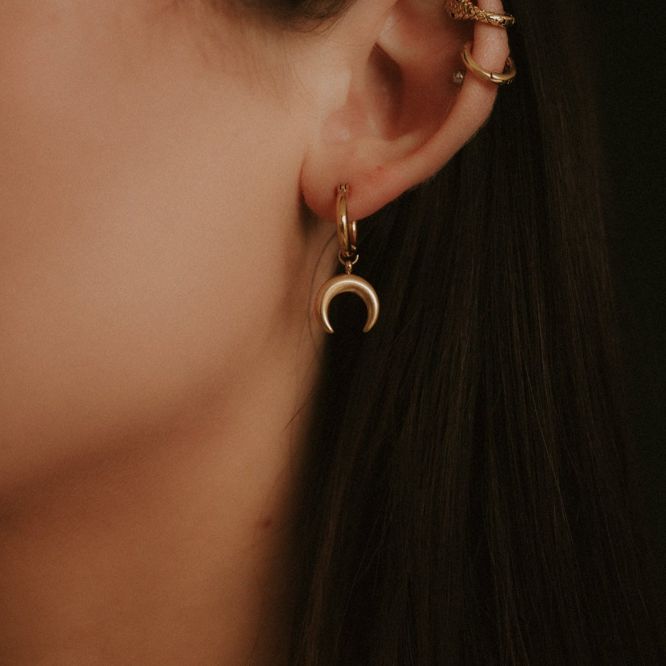 Selene Gold Crescent Moon Earrings Mysticum Luna