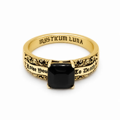 Gold Love You to Death Gemstone Ring