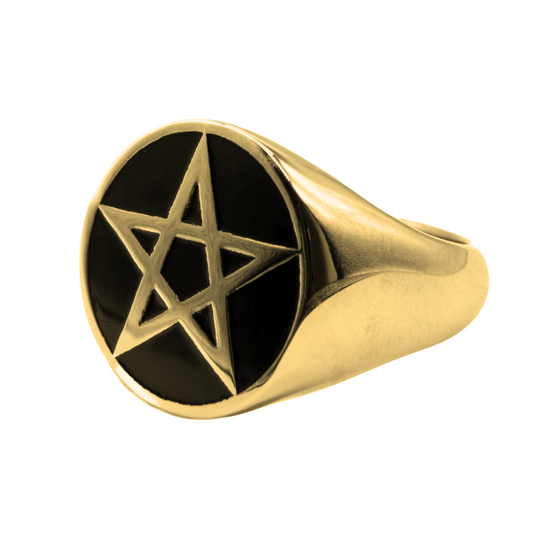 Gold Pentagram Signet Ring Mysticum Luna