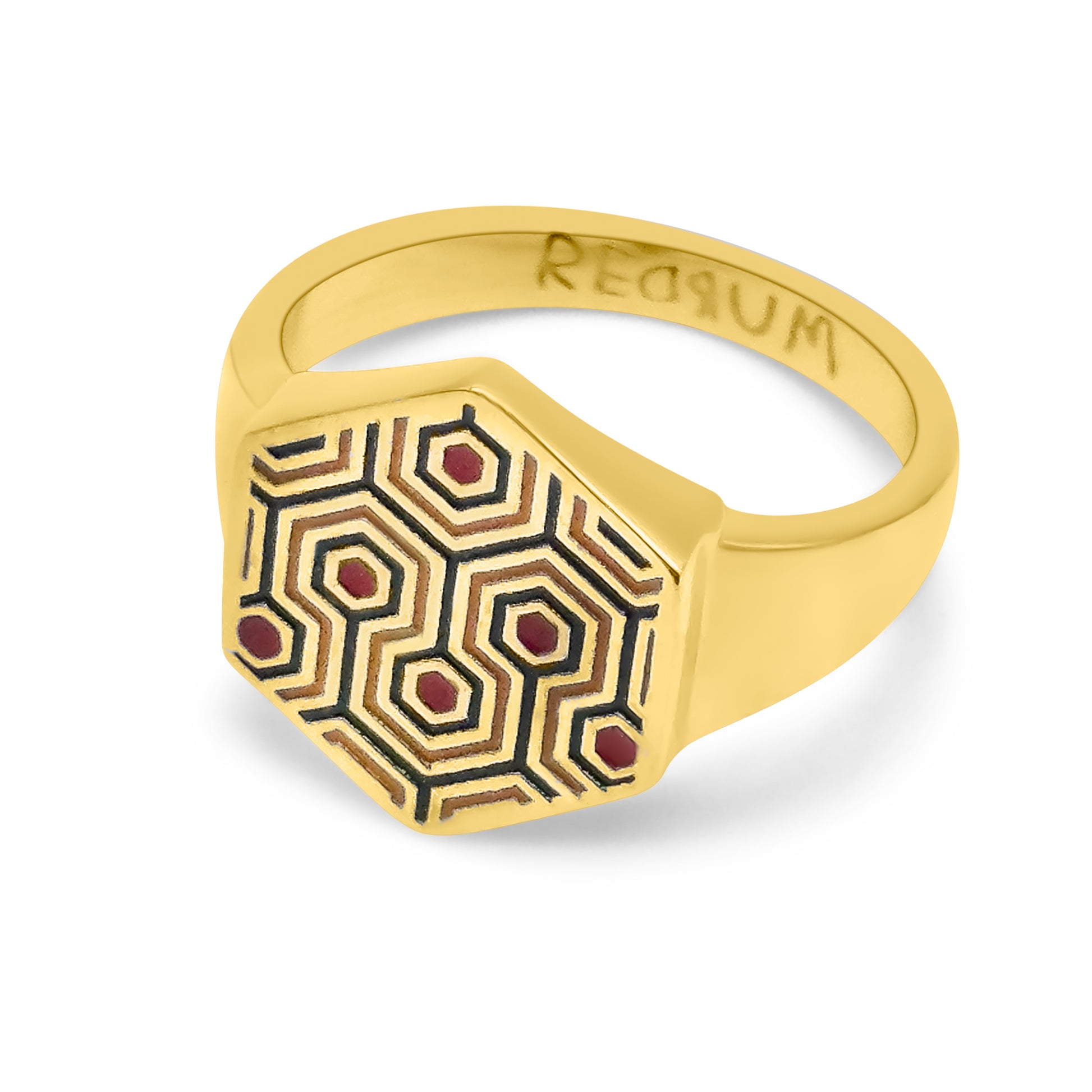 Gold Overlook Hexagon Ring Mysticum Luna Gothic Jewellery