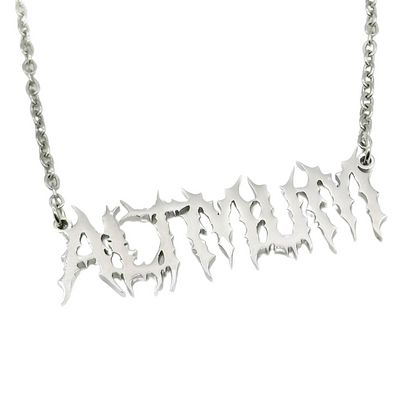 Black Metal Personalised Name Necklace mysticumluna2021