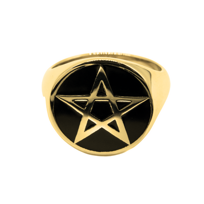 Gold Pentagram Signet Ring Mysticum Luna