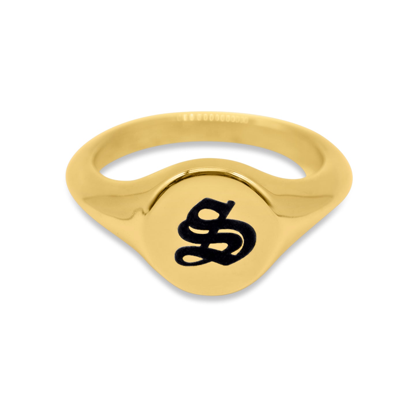 Gold Personalised signet circle Initial Ring