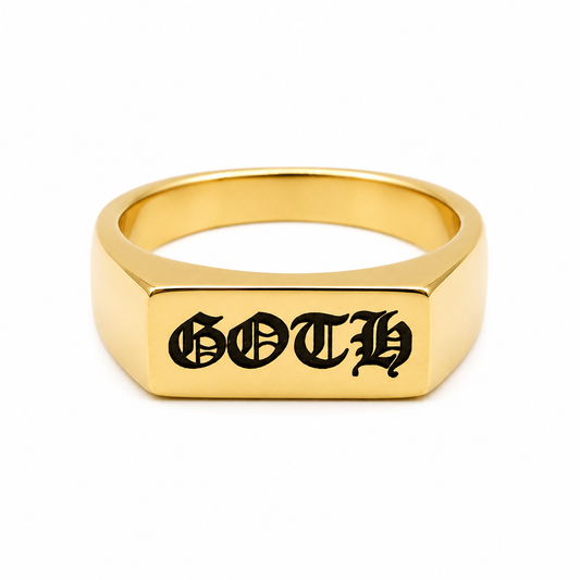 Gold Goth Old English Signet Ring