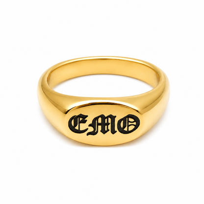 Gold Emo Old English Signet Ring