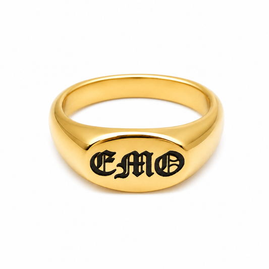 Gold Emo Old English Signet Ring