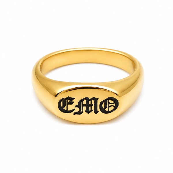Gold Emo Old English Signet Ring
