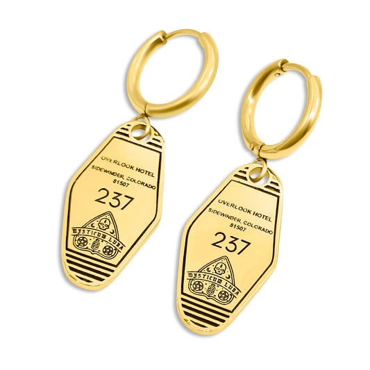 Room 237 Overlook Motel Earrings Gold Mysticum Luna Gothic Jewellery