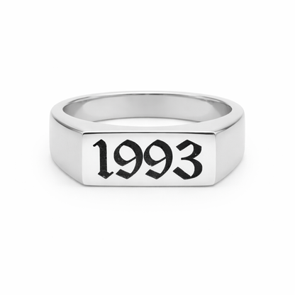 Personalised Year Rectangle Signet Ring
