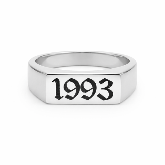 Personalised Year Rectangle Signet Ring