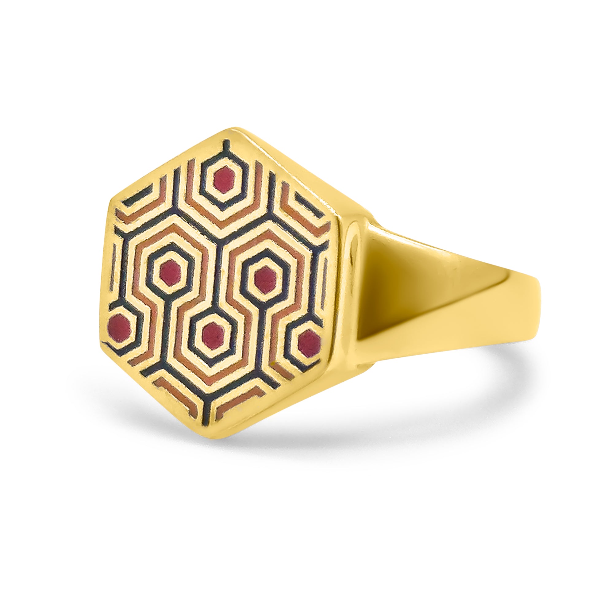 Gold Overlook Hexagon Ring Mysticum Luna Gothic Jewellery