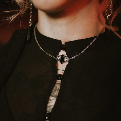 Repent Medieval Black Gemstone Necklace Mysticum Luna