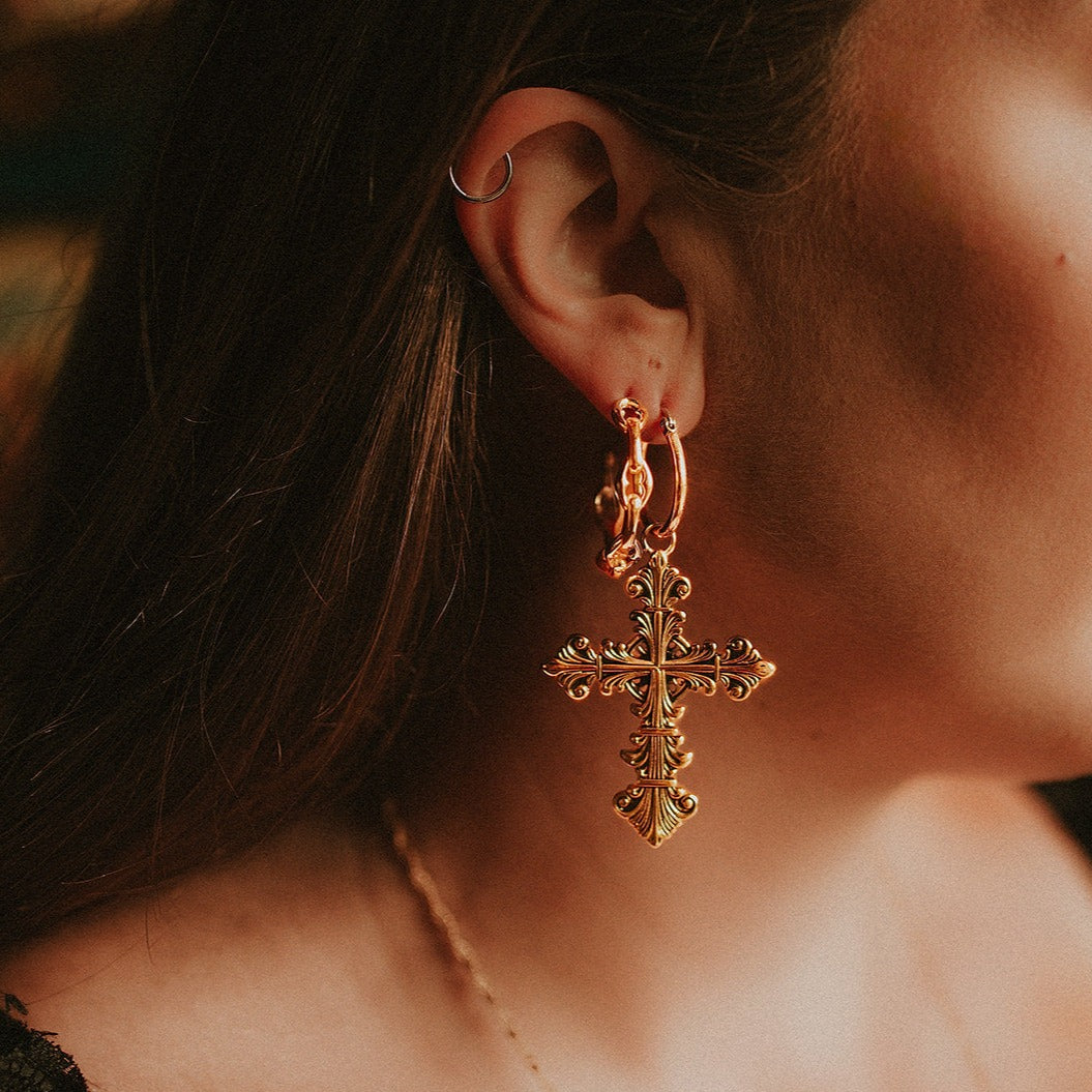 Sanctum Medieval Link Hoop Earrings Gold Mysticum Luna