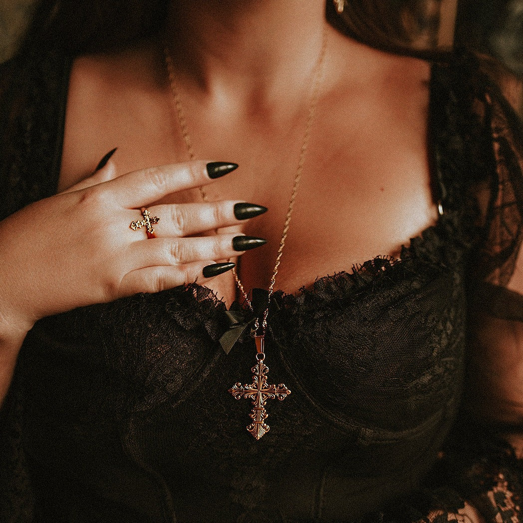 Lament Cross Necklace Gold Mysticum Luna